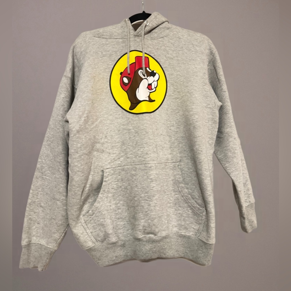 Buc-ee’s Beaver Logo Hoodie Gray Medium EUC Texas Graphic